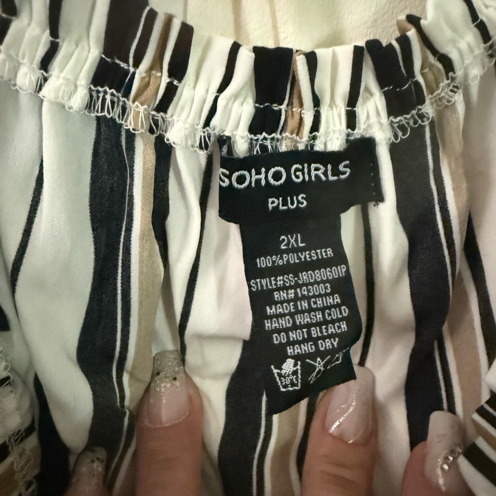Soho Girls Plus Size Black and White Striped Skirt